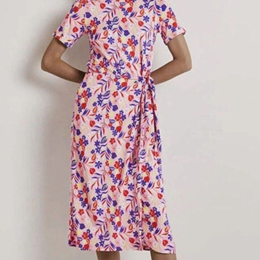 Boden NWT Sz 10 Amanda Jersey Midi Pink Summer Dress Floral D0277